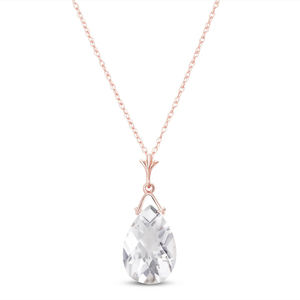 14K. SOLID GOLD NECKLACE WITH BRIOLETTE WHITE TOPAZ (Rose Gold)